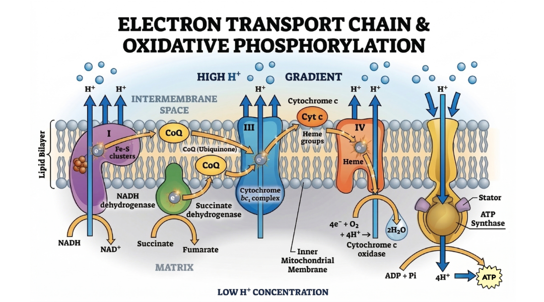 Electron Transport Chain and Oxidative Phosphorylation Diagram